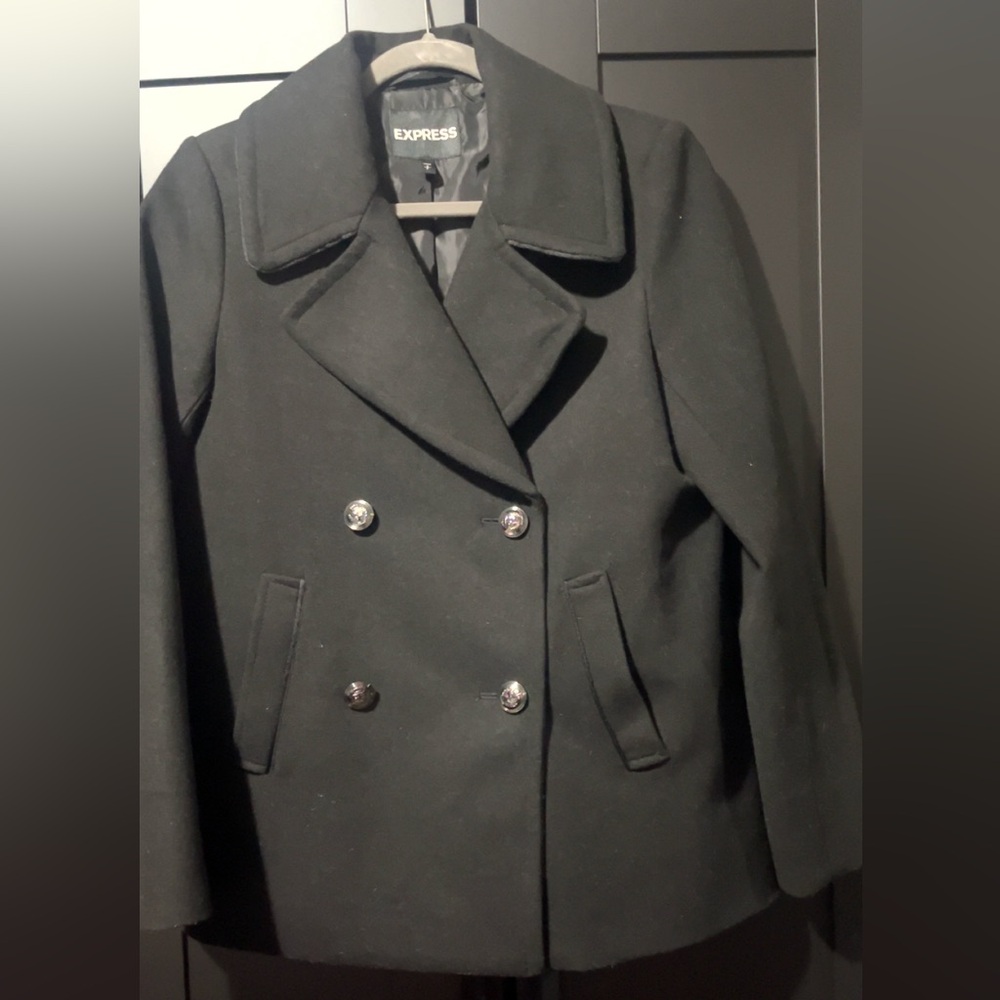 Express Black Double-Breasted Pea Coat